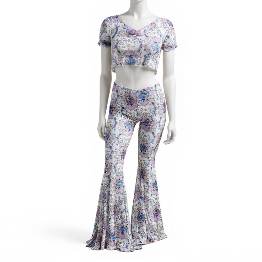 Floral Mesh Pant Set